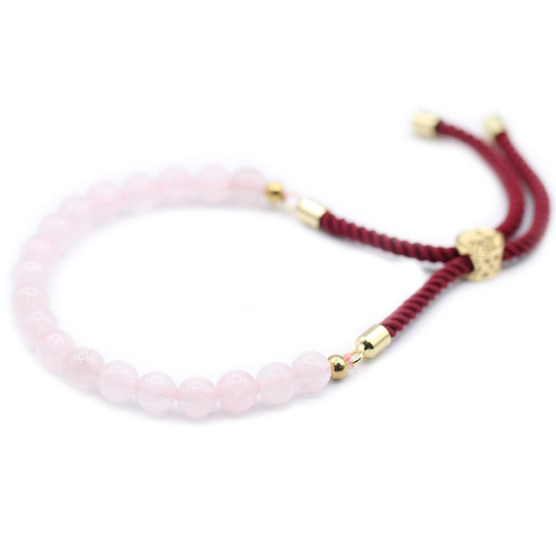 18K Gold Plated Gemstone Bordeaux String Bracelet - Rose Quartz product image