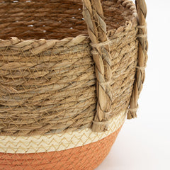 Straw & Seagrass Large Baskets - Natural & Orange- Set of 3 product image 6