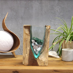 Molton Glass V-shaped Art Vase on Wood product image 4