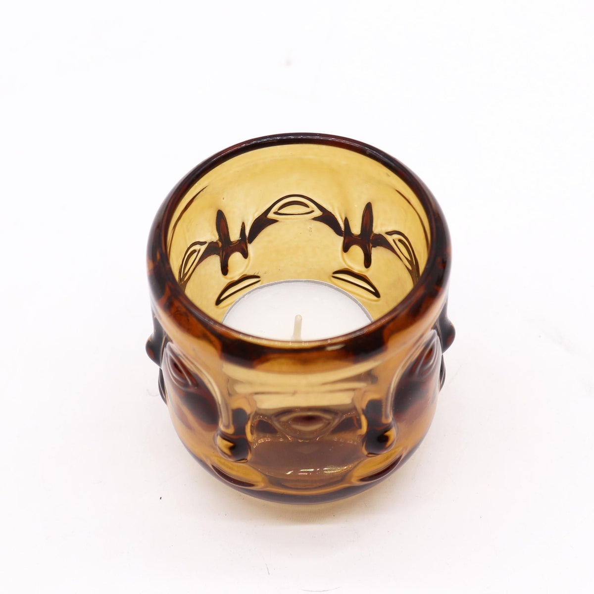 Buddha Faces Candle Jar - Antique Amber product image 2