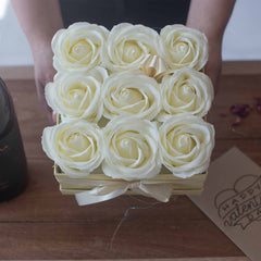 Soap Flower Gift Bouquet - 13 Cream Roses - Heart product image 5