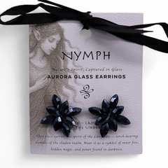 Jet Black - Vintage Glass - Flowers - Earrings product image 4