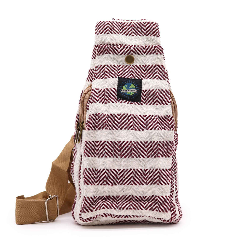 Body Cross Bag Natural Cotton - Burgundy & White product image