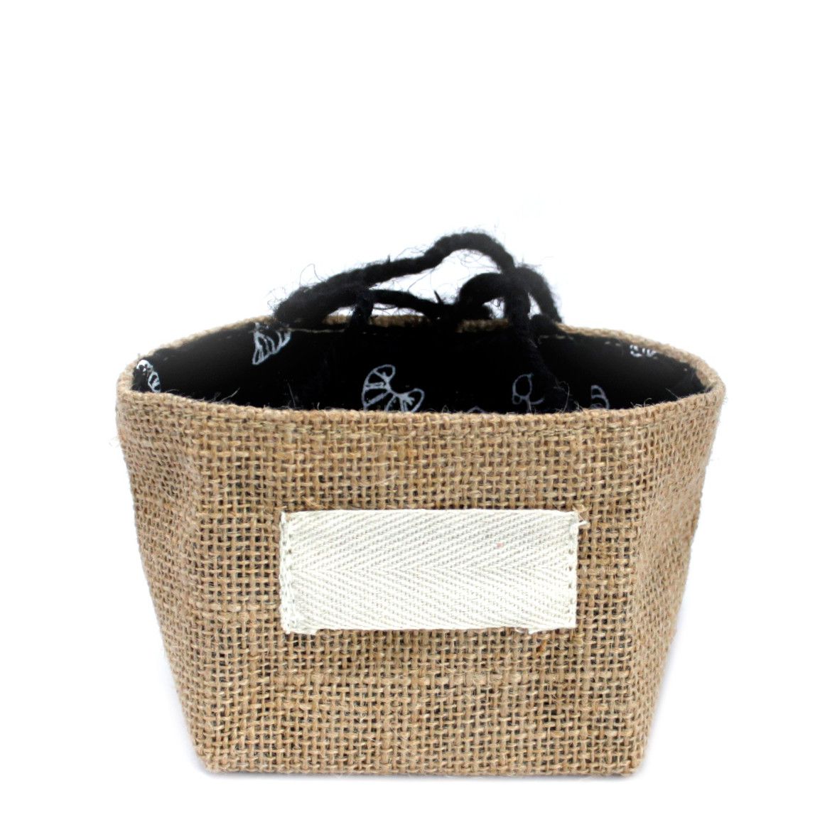 Natural Jute Cotton Gift Bag - Black Lining - Small - product image 5
