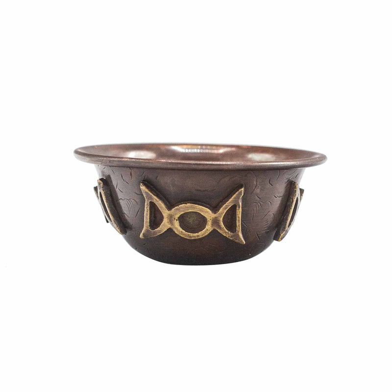 Antique Copper Ritual Bowl with Triple Moon 8x4cm product image