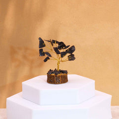 Mini Gemstone Tree On Wood Base - Black Agate (15 stones) product image