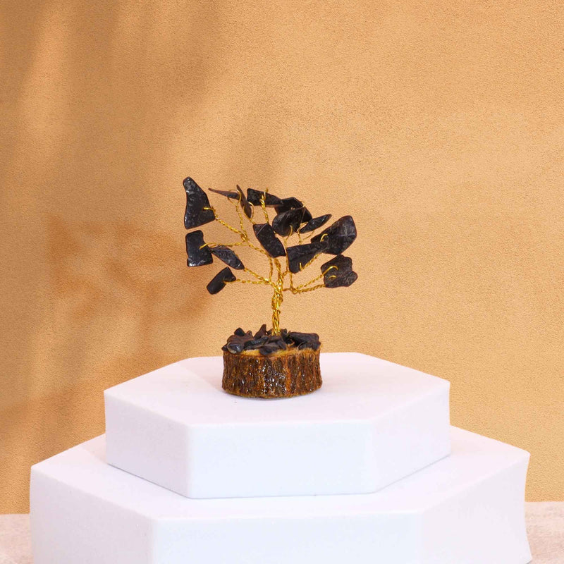 Mini Gemstone Tree On Wood Base - Black Agate (15 stones) product image