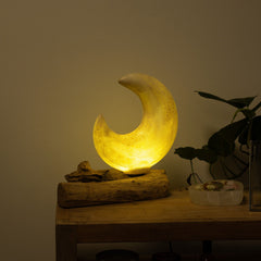 DriftGlow Lamp Crackle Half Moon Shade - Grey product image 5