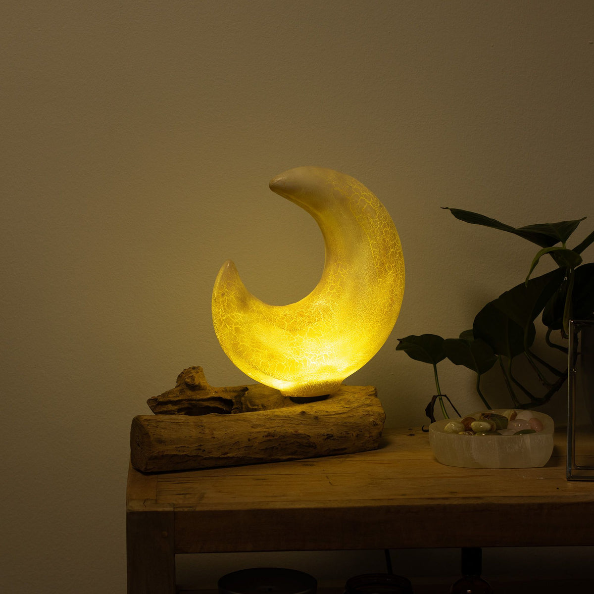 DriftGlow Lamp Crackle Half Moon Shade - Grey product image 5