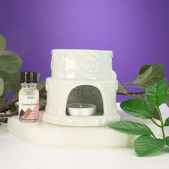 Ceramic Cake Oil Burner - HAPPY BIRTHDAY - White product image 2