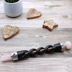 Spiral Carving Healing Wand - Copper Pipe Rose Quartz product image 2