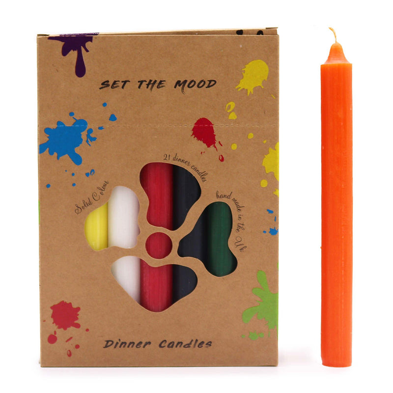 Solid Colour Dinner Candle Set - Pack of 21 - Mix of 7 Colours product image