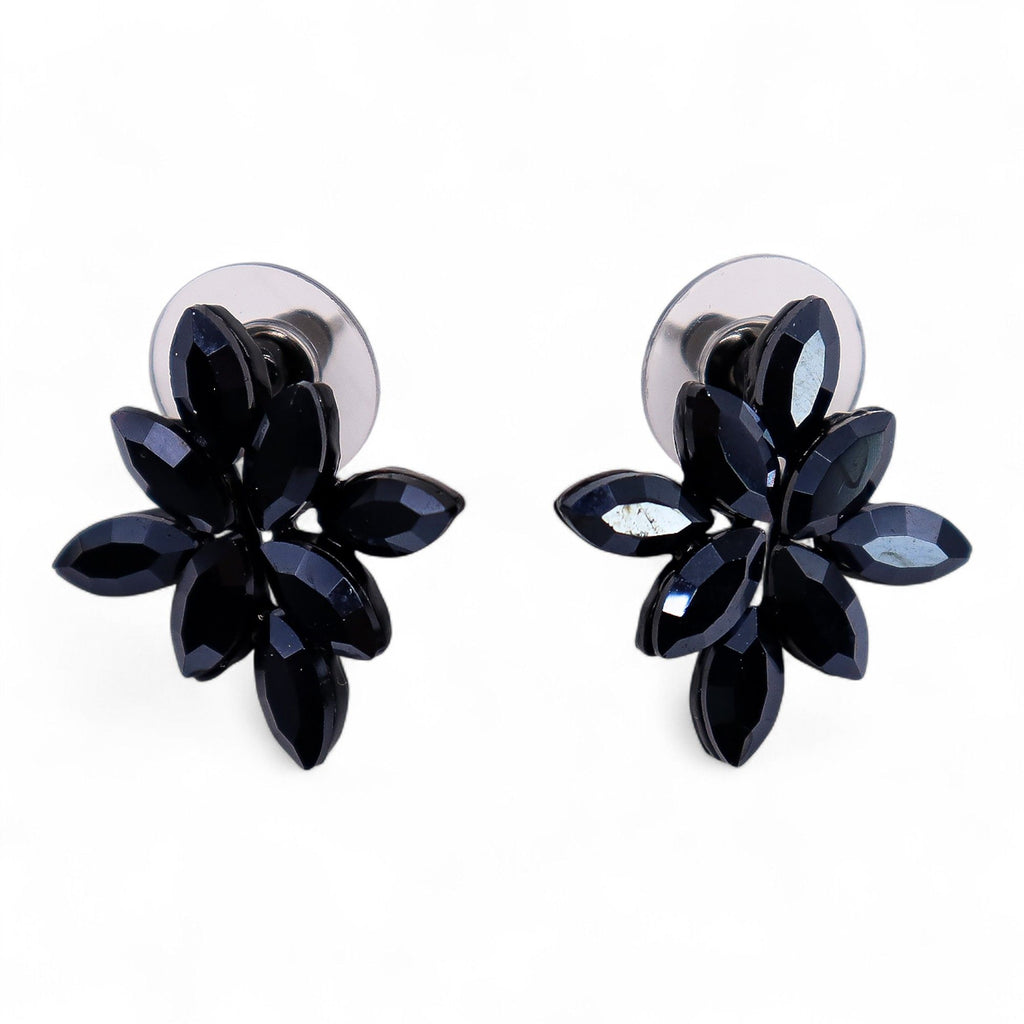 Jet Black - Vintage Glass - Flowers - Earrings product image 5