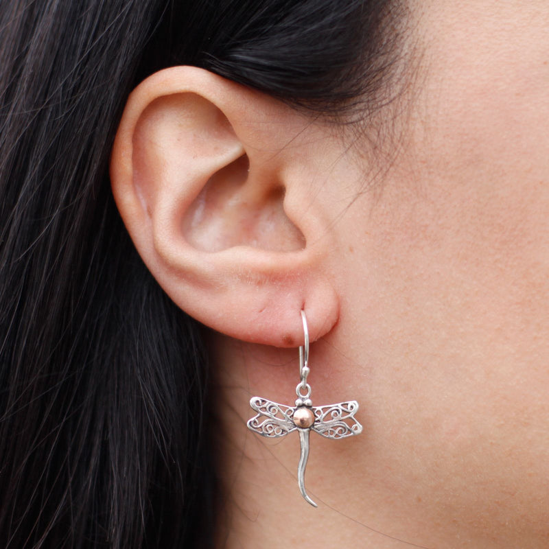 Silver & Gold Earring - Dragonflies product image