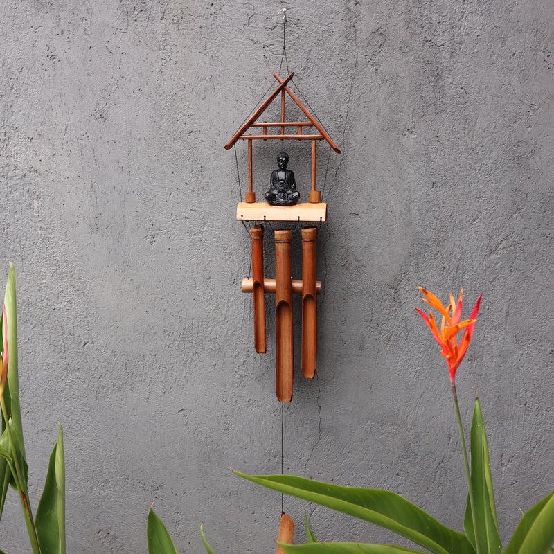 Bamboo Windchime - Natural finish -Black Buddha 6 Tubes product image