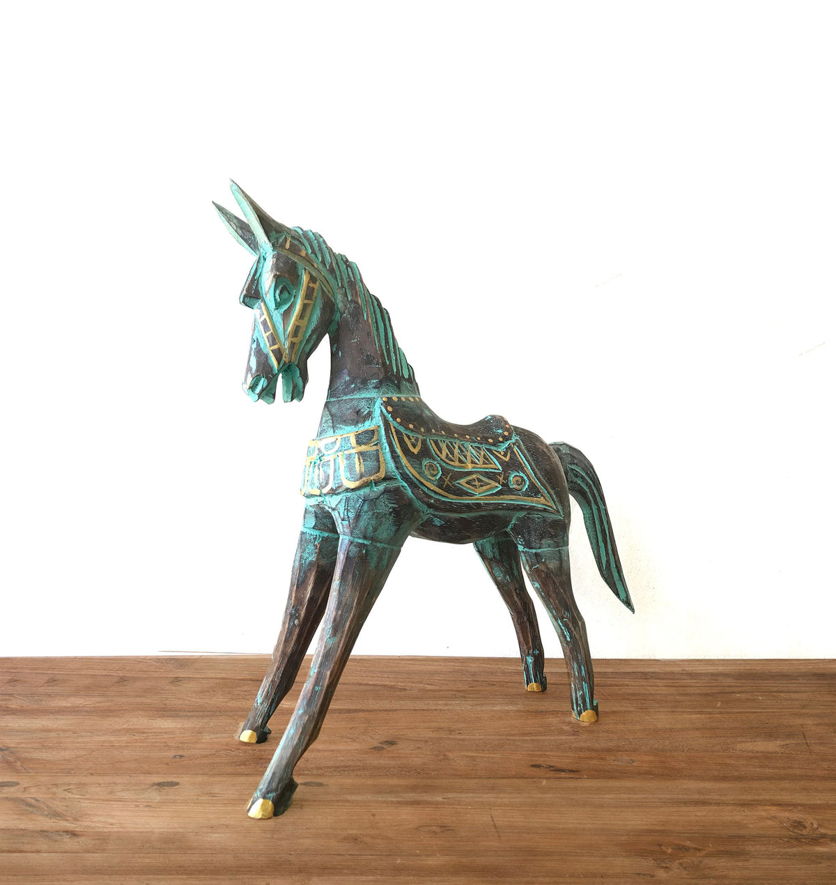 Large Gold & Turquoise Horse 32 cm product image 2