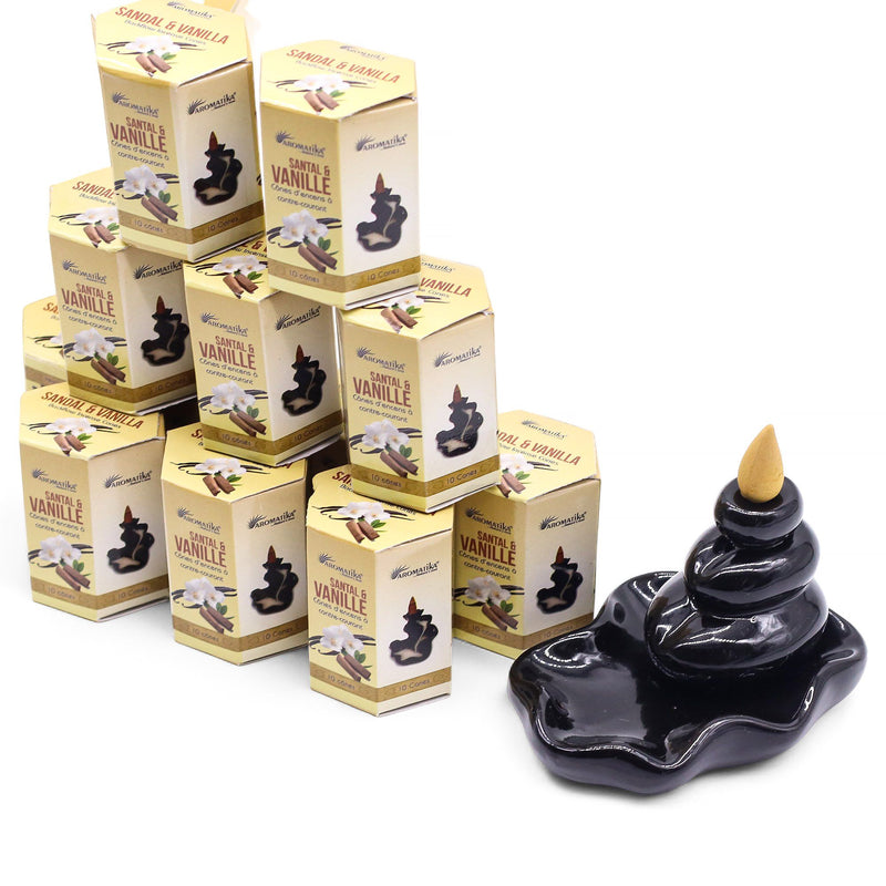 Pack of 10 Masala Backflow Incense - Sandalwood & Vanilla product image