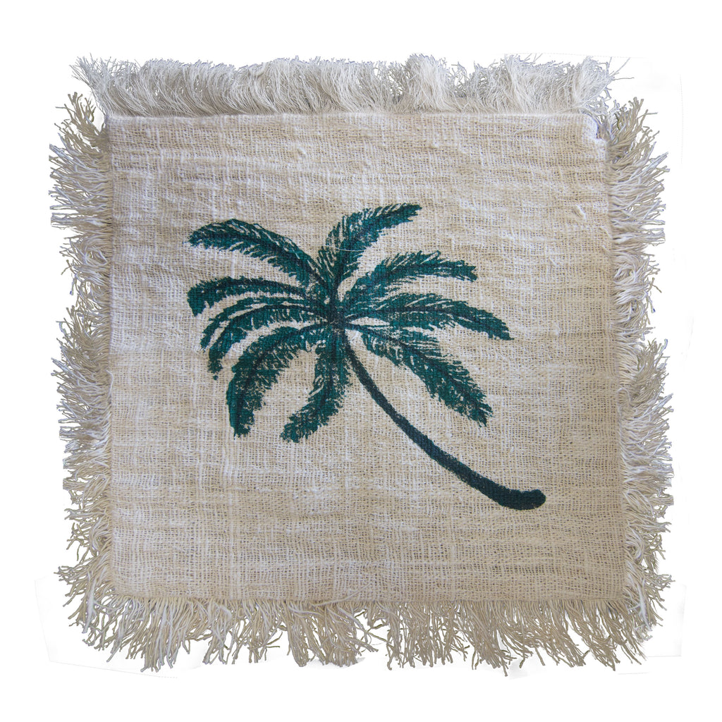 Linen Cushion Cover 60x60cm Palm Tree with Fringe product image 3