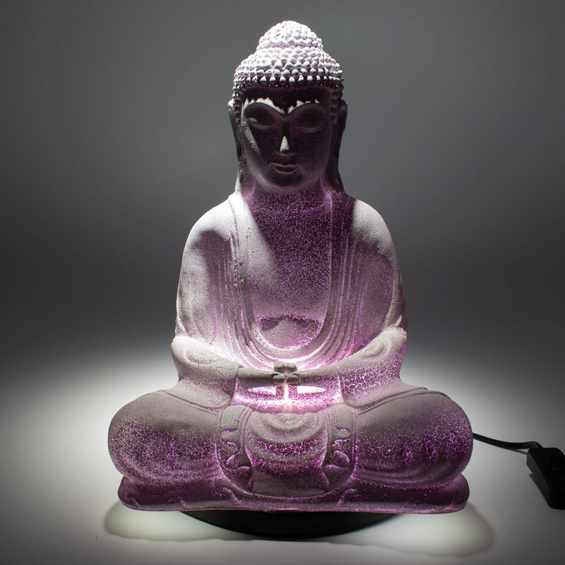 Meditation Buddha Lamp Lavender Crackle - Oval Stand product image