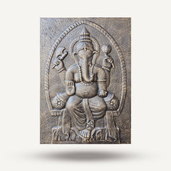 Large Ganpati Iron Frame Antique Gold Relief- 0.7x1m product image 2