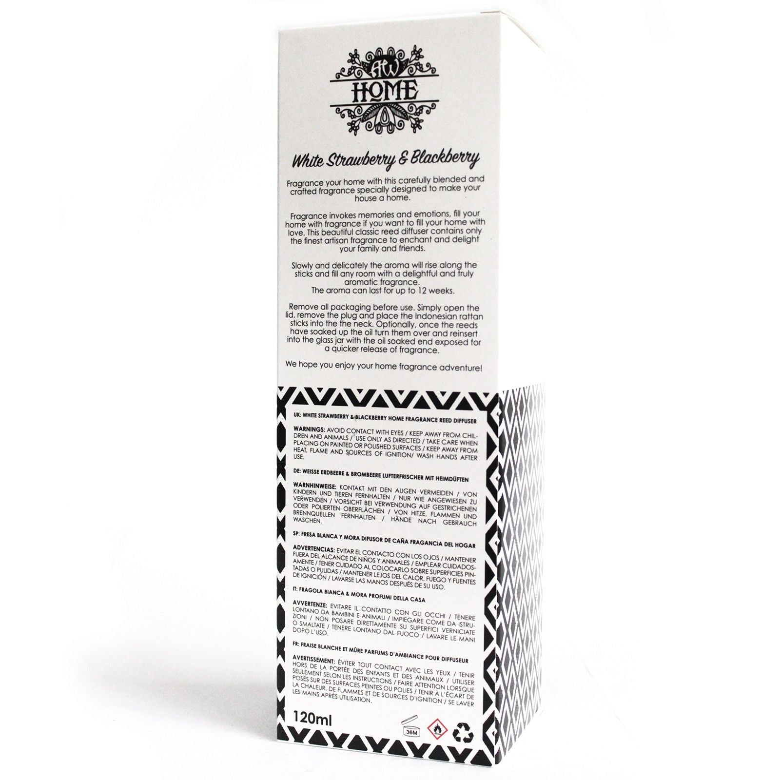 120ml Reed Diffuser - White Strawberry & Blackberry product image