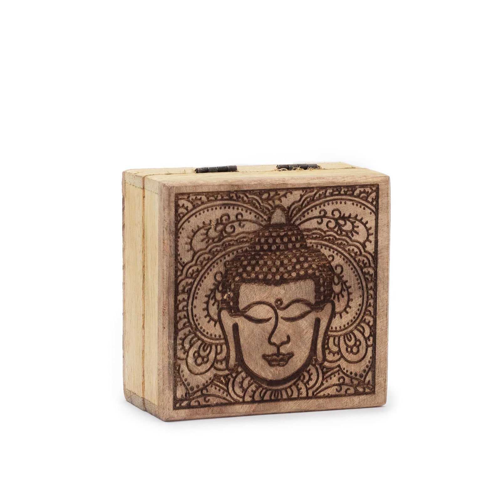 Small Square Box 10x10x4.2cm - Buddha Face Black Engraved product image