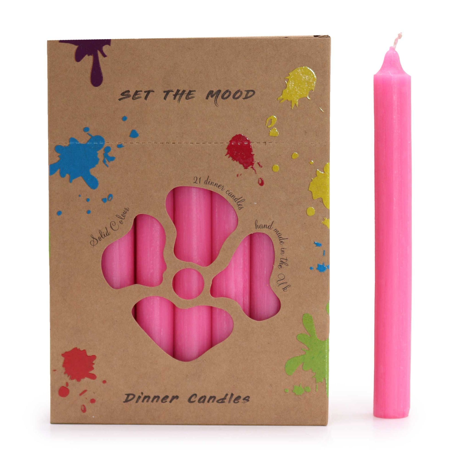 Solid Colour Dinner Candle Set - Pack of 21 - Rustic Deep Pink product image