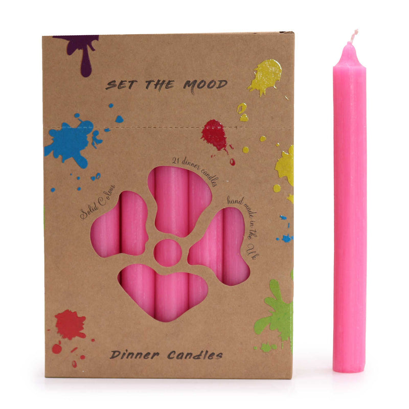 Solid Colour Dinner Candle Set - Pack of 21 - Rustic Deep Pink product image