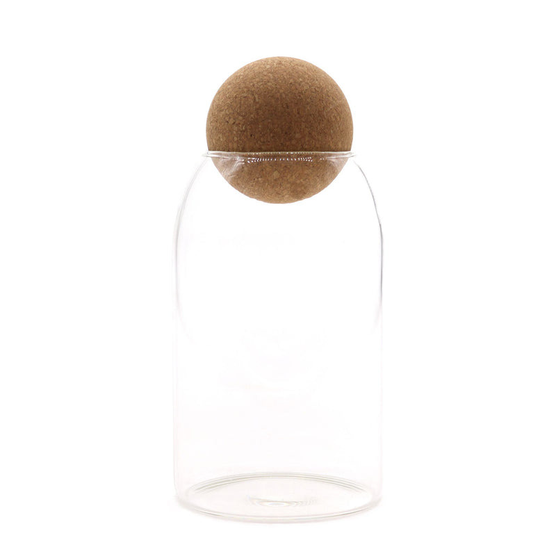 Cottage Cork-Ball Glass Jar - Clear - 15cm product image