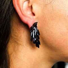 Jet Black - Vintage Glass - Angel Wings - Earrings product image 2
