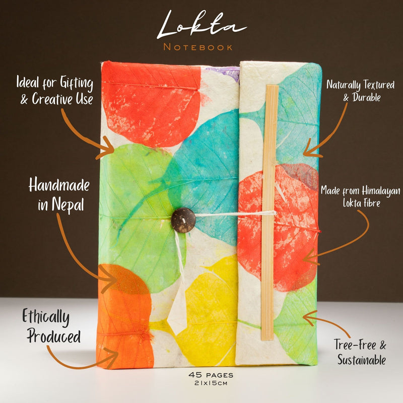 Lokta Colorful Leafs Notebook – Large (21x15cm) – 45 Leaves product image
