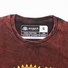 Nomad Sari Stonewashed Cotton T-Shirt - Dragon Mandala - Maroon - Small product image 6