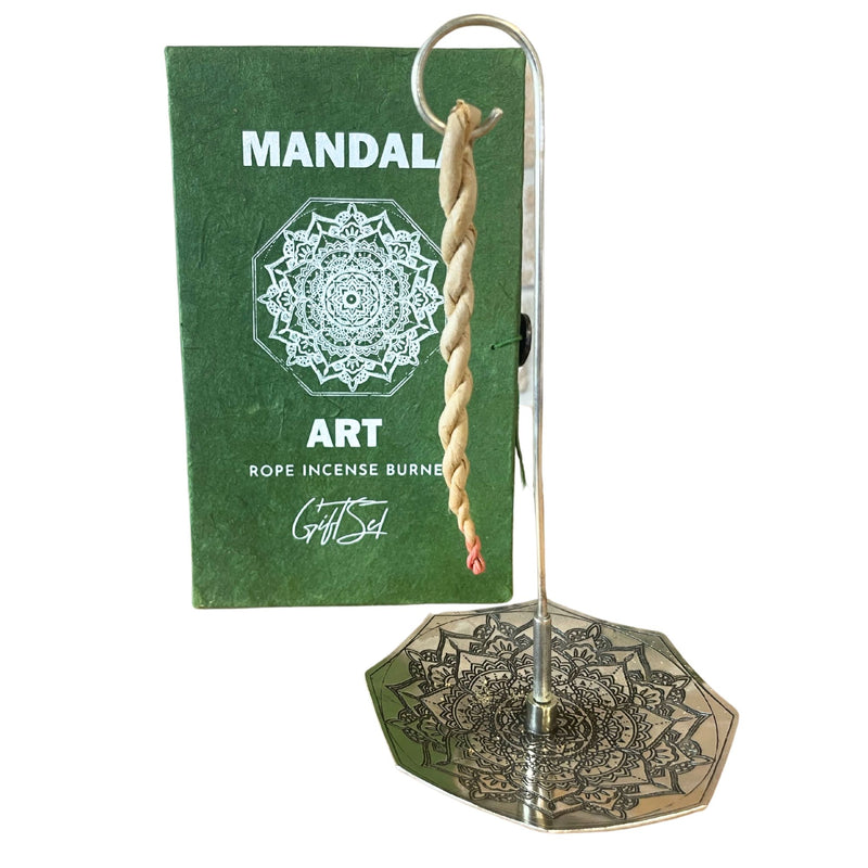 Rope Incense and Silver Plated Holder Set - Mandala Flower product image