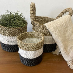 Seagrass Basket Set - Dark Grey / White / Natural product image 4