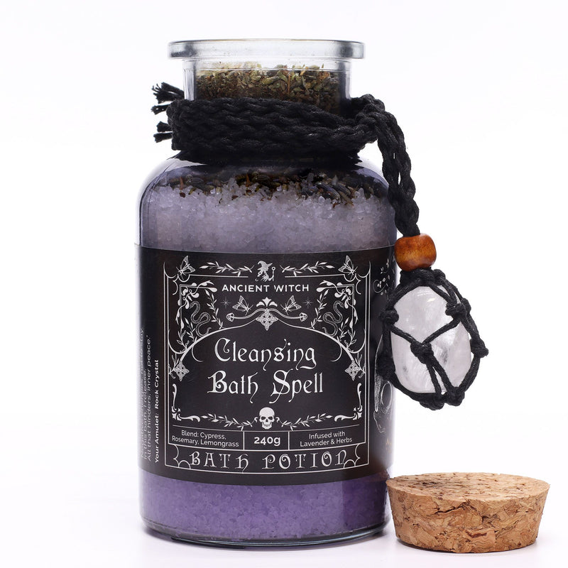 Ancient Witch Bath Spell Potion & Rock Crystal Amulet - Cleansing product image