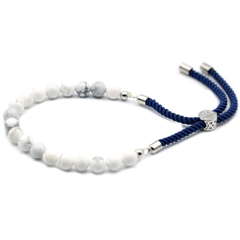 925 Silver Plated Gemstone Navy String Bracelet - White Howlite product image