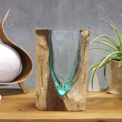 Molton Glass V-shaped Art Vase on Wood product image 3