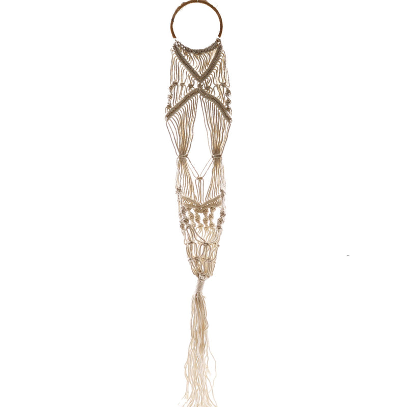 Macrame Pot Holder - Long With Ratten Hoop product image