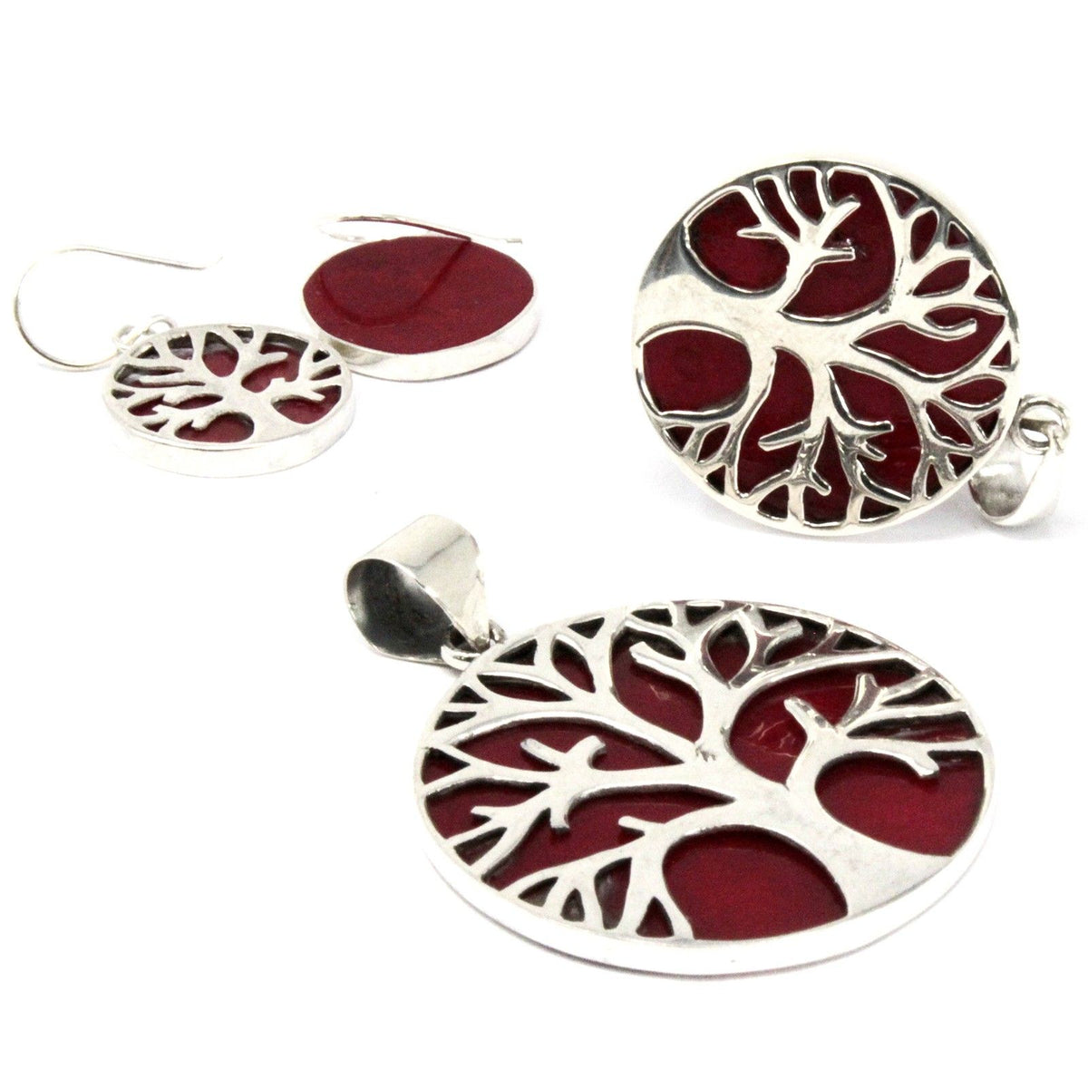 Tree of Life Silver Pendant 22mm - Coral Effect product image 5