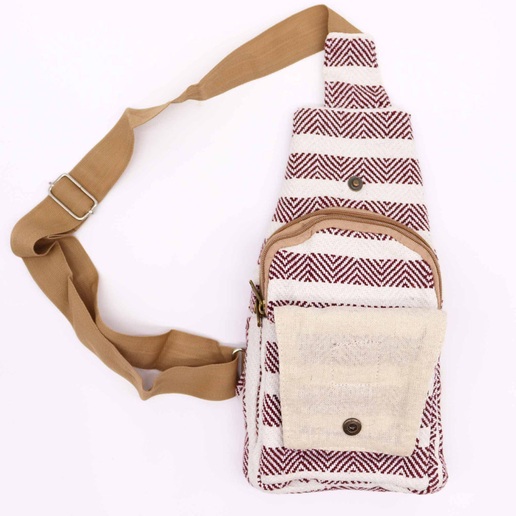 Body Cross Bag Natural Cotton - Burgundy & White product image 4