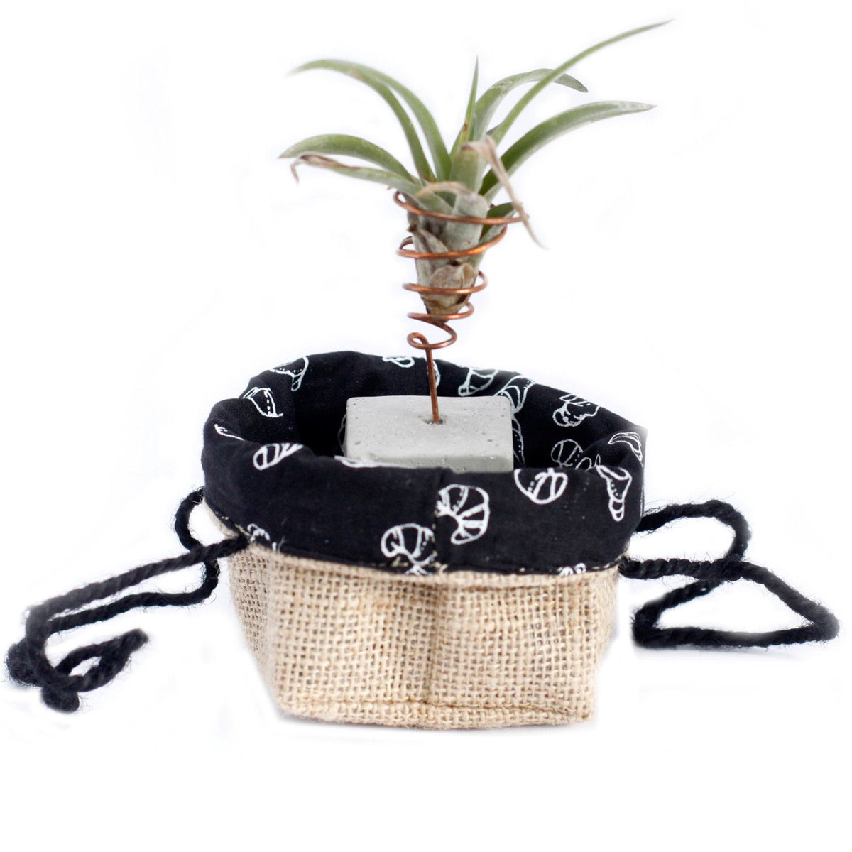 Natural Jute Cotton Gift Bag - Black Lining - Small - product image 2