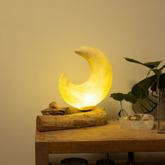 DriftGlow Lamp Crackle Half Moon Shade - Grey product image 6