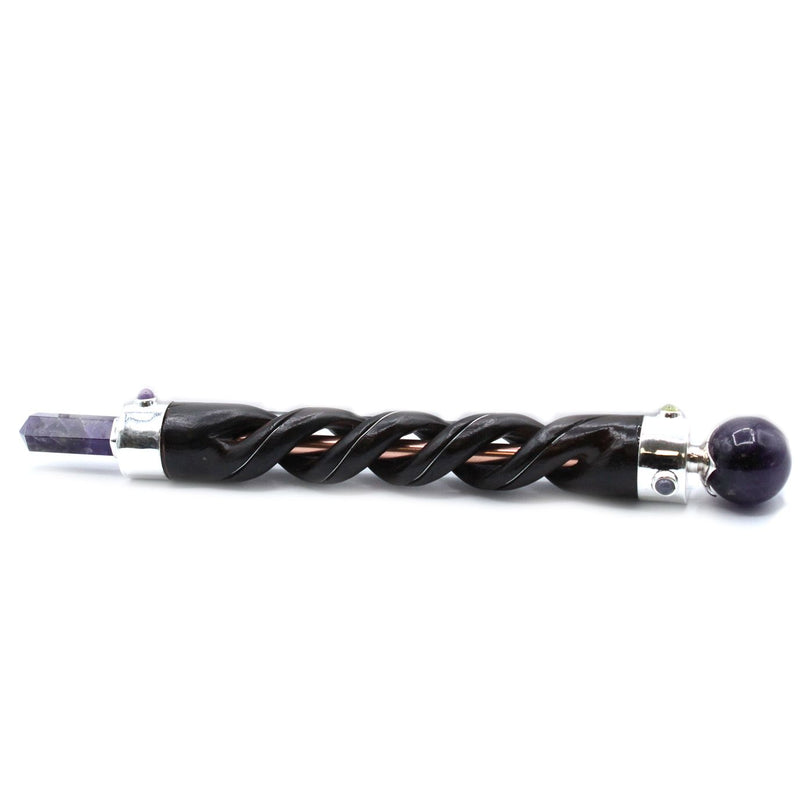 Spiral Carving Healing Wand - Copper Pipe Amethyst product image