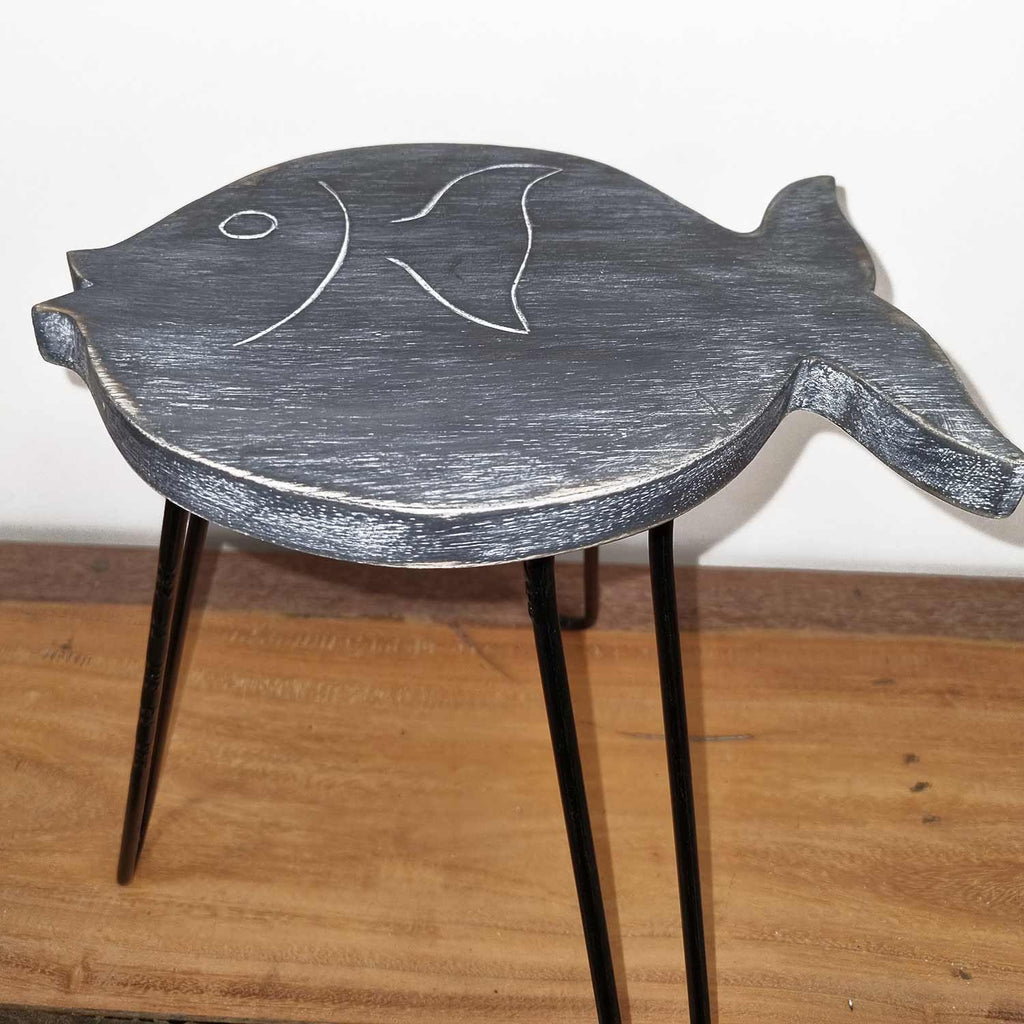 Albasia Wood Fish Stand - Greywash product image 3
