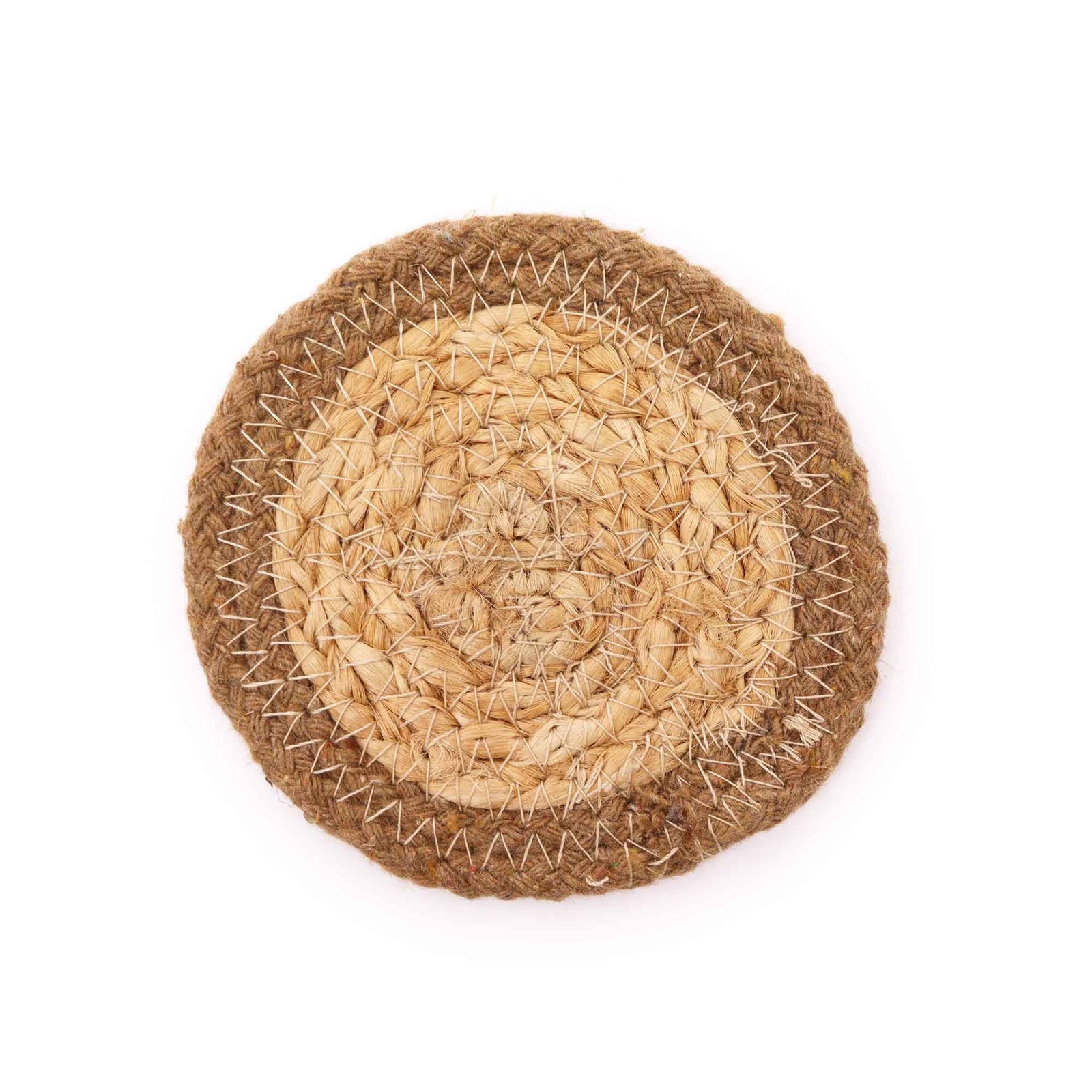 Natural Coaster - Jute & Cotton 10cm (set of 4) - Natural Boarder product image