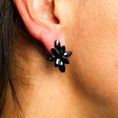 Jet Black - Vintage Glass - Flowers - Earrings product image 7