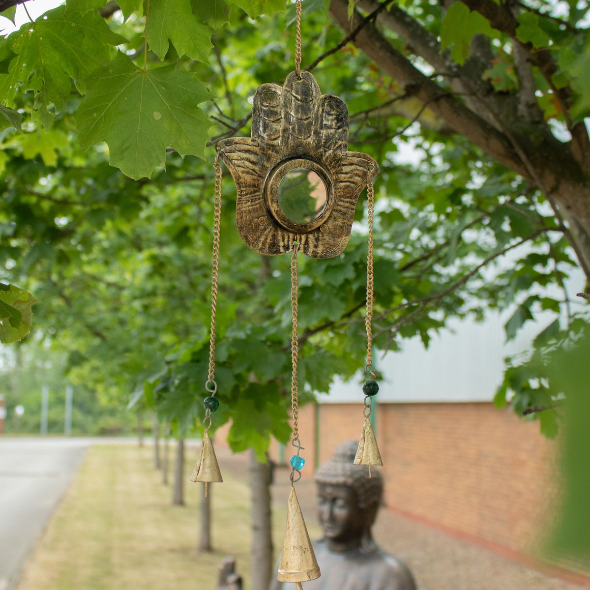 Indian Chimes - Hamsa Sm Mirror 3 Bells product image 4