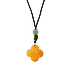 Cord Necklace Gemstone Pendant - Red Jade Clover product image