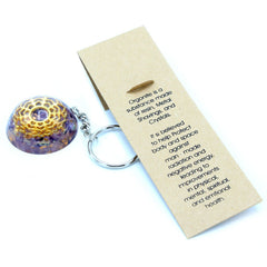 Orgonite Power Keyring - Amethyst Mandala Hearts product image 3