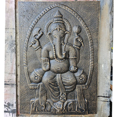Large Ganpati Iron Frame Antique Gold Relief- 0.7x1m product image